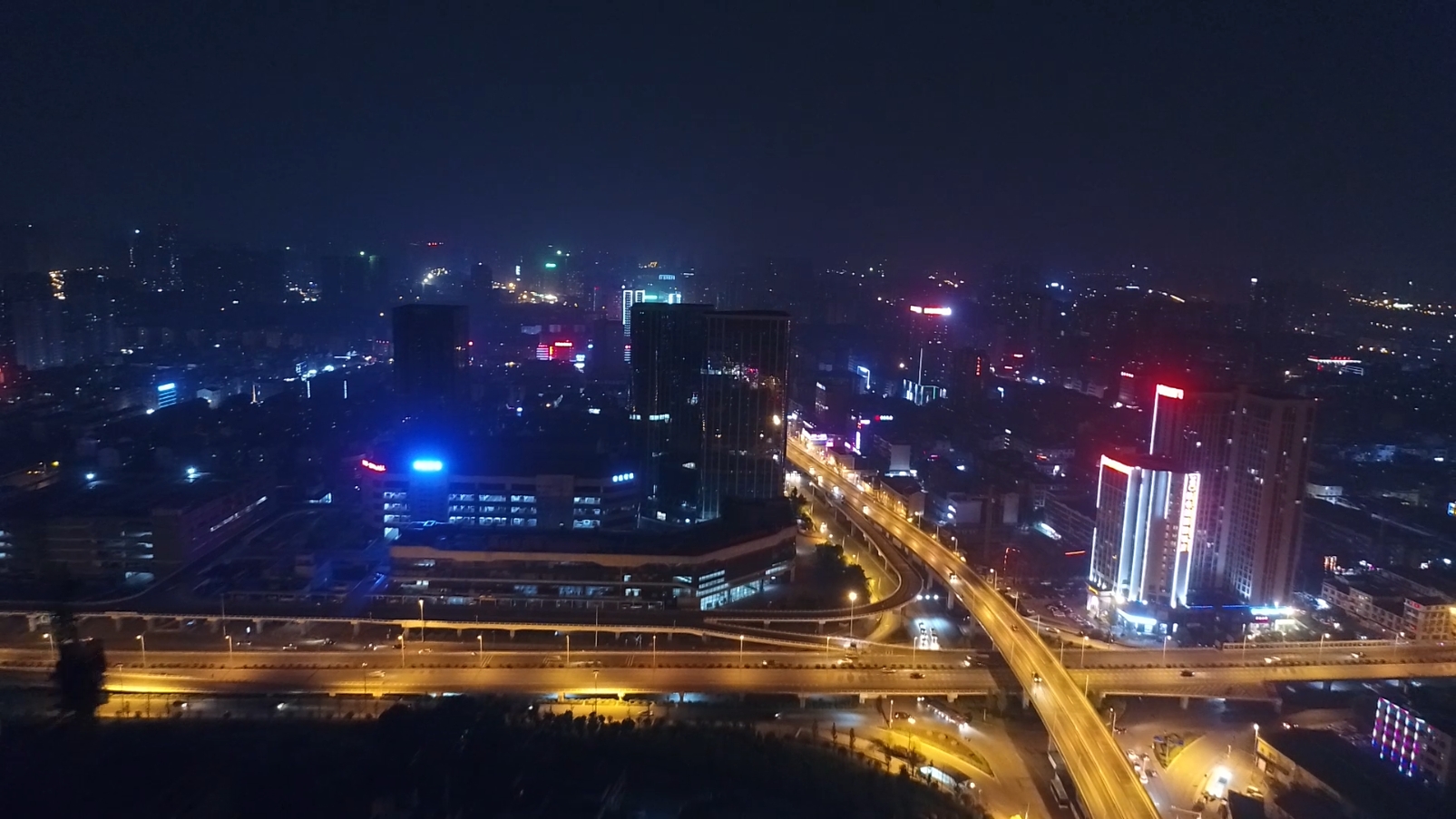 夜景长沙航拍公路夜景高清